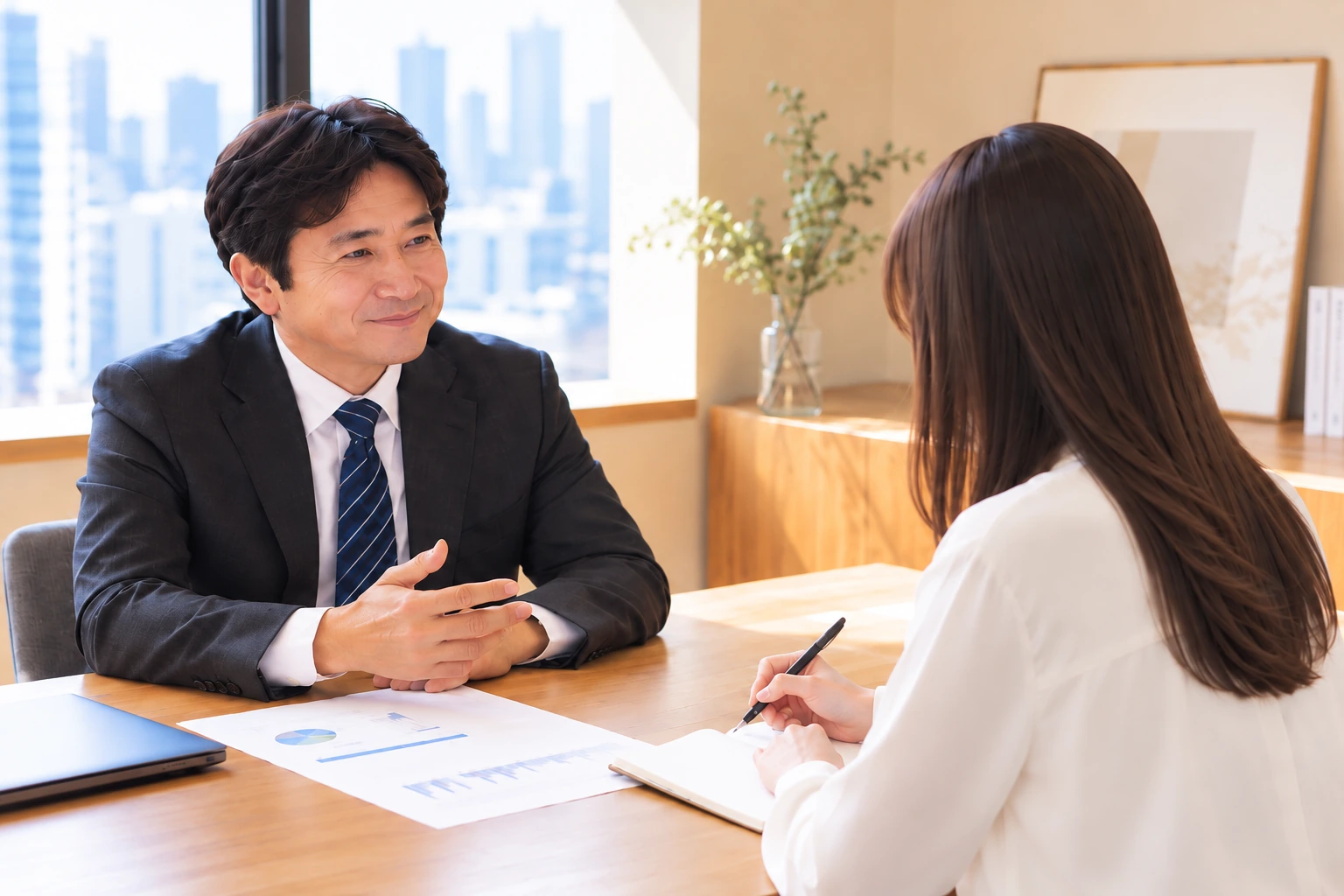 対話を通して課題を整理する面談の様子